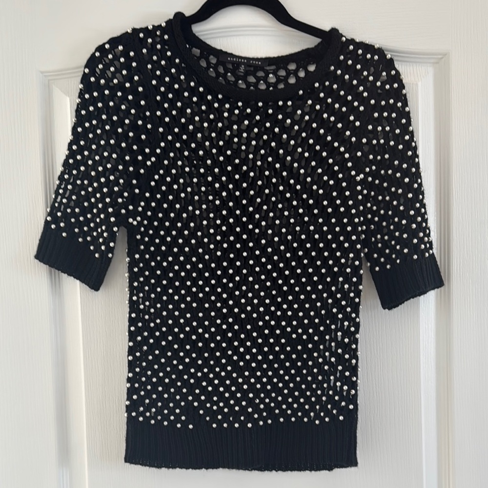 Chic Black and White Studded Top